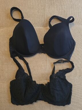 2 -  Black Lace Bras 36D